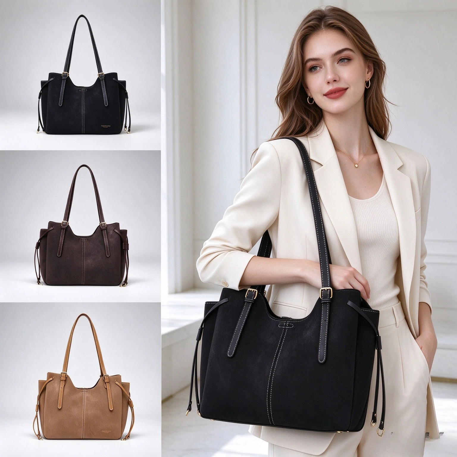 Leatherwork Designs - Sac fourre-tout de luxe à pompons