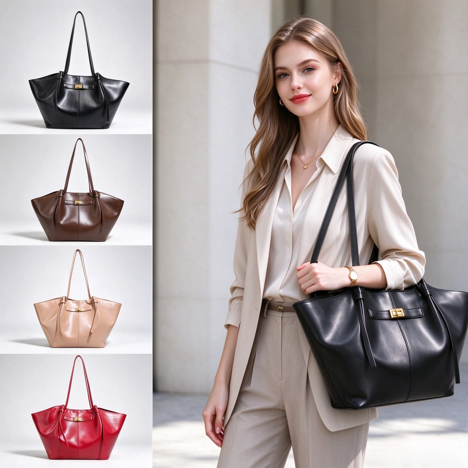 Leatherwork Designs - Sac fourre-tout de luxe pour femme,